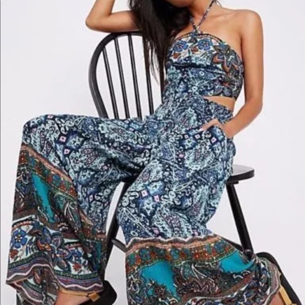 Anthropologie freepeople halter widepant jumpsuit